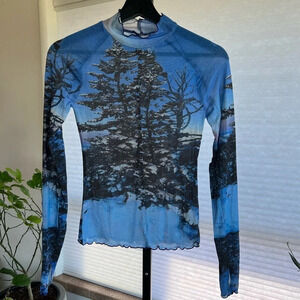 FP Movement Mountain Layering Long Sleeve Top Blue XS Boho Coastal Cowgirl